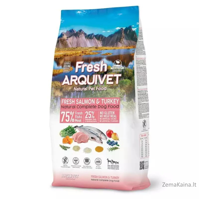 ARQUIVET Šviežia lašiša su kalakutiena - pusiau drėgnas ėdalas šunims - 2,5kg