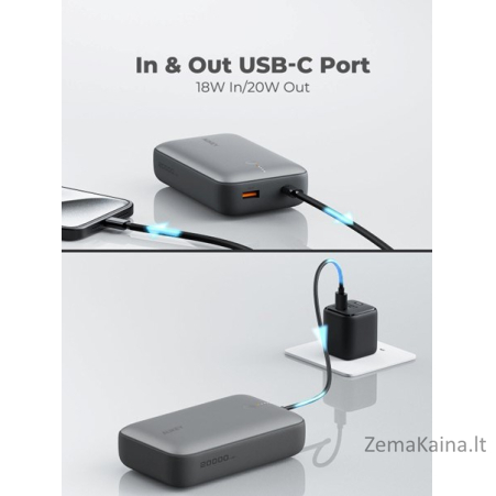 AUKEY PB-Y57 nešiojamasis įkroviklis Litis 20000 mAh Pilka 4