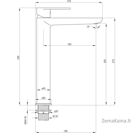 Aukštas praustuvo maišytuvas Deante ALPINIA BGA 021K 2