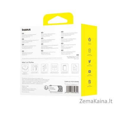 Baseus Bowie E16 Laisvų rankų įranga True Wireless Earphones Įkišamos į ausį Skambučiai / muzika C tipo USB Bluetooth Balta 7
