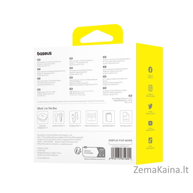 Baseus Bowie E16 Laisvų rankų įranga True Wireless Earphones Įkišamos į ausį Skambučiai / muzika C tipo USB Bluetooth Juoda 6