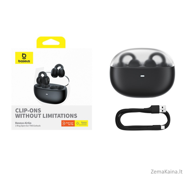 Baseus AirGo 1 Ring Laisvų rankų įranga True Wireless Stereo (TWS) Įkišamos į ausį Skambučiai / muzika Bluetooth Juoda 3