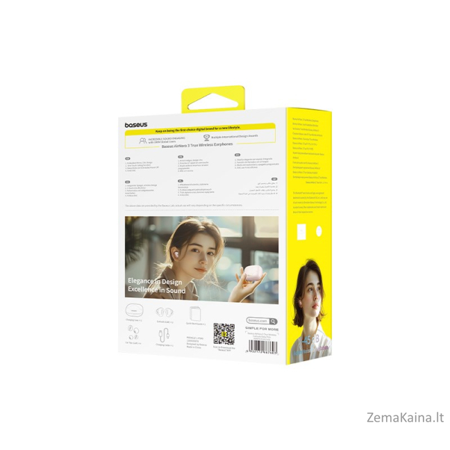 Baseus AirNora 3 Laisvų rankų įranga True Wireless Stereo (TWS) Įkišamos į ausį Skambučiai / muzika Bluetooth Rožinis 8