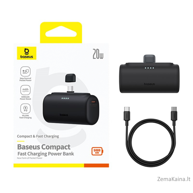 Baseus Compact P10068306113-00 Ličio jonų maitinimo bankas 5000 mAh juodas 7