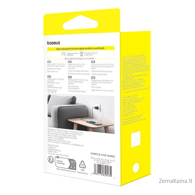 Baseus P10110909113-00 USB-C GaN5 mini 25 W tinklo įkroviklis Juodas 5