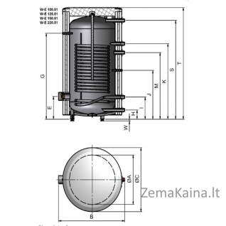 Biawar Mega W-E-220.81 220L šilumokaitis su spirale (14340)