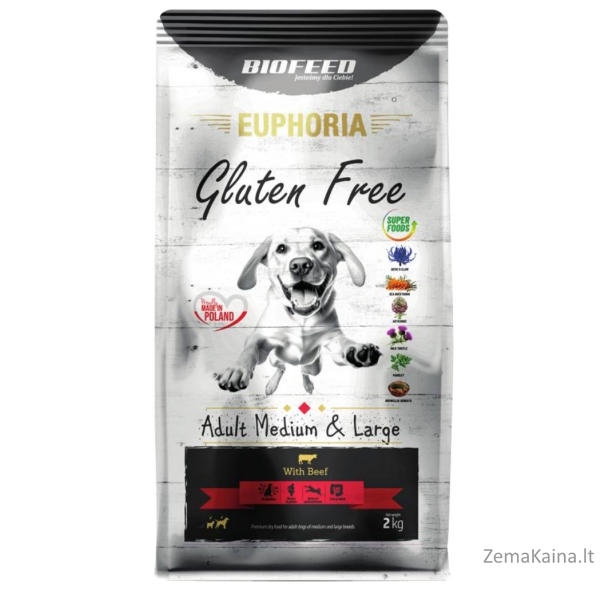 BIOFEED Euphoria Gluten Free Adult medium & large Beef - dry dog food - 2kg 3