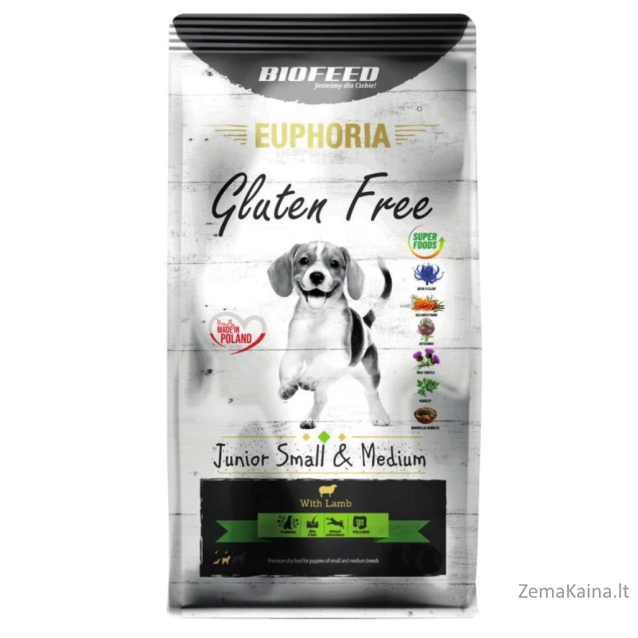 BIOFEED Euphoria Gluten Free Junior small & medium Lamb - dry dog food - 12kg