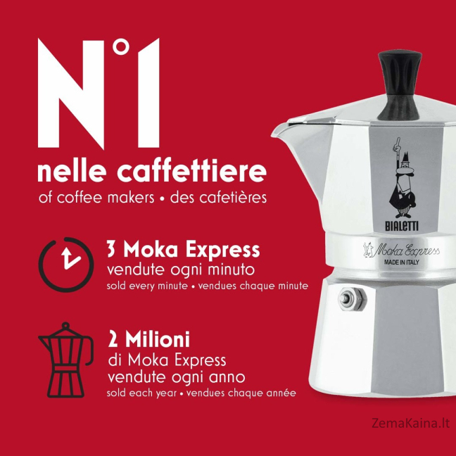 Bialetti Moka Express Moka pot Aliuminis, Juoda 2