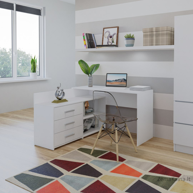 Biurko narożne + komoda DANY 120x50xH76 biały 2