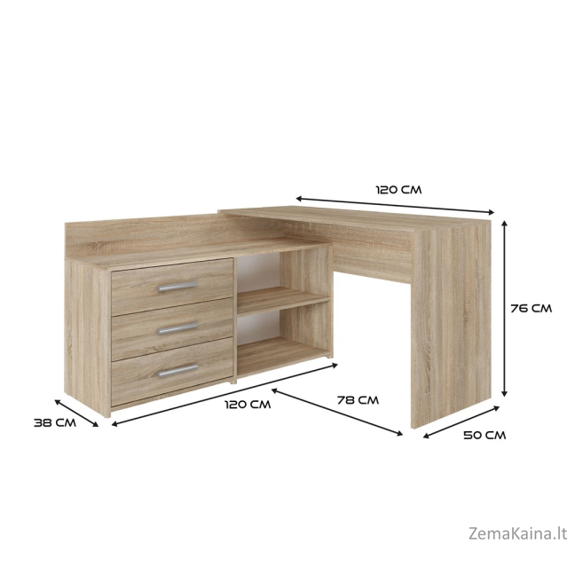 Biurko narożne + komoda DANY 120x50xH76 sonoma 3