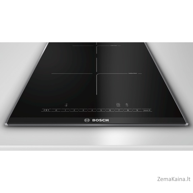 Bosch PIB375FB1E viryklė Juoda, Nerūdijančiojo plieno Įmontuoti Indukcinė viryklė, padalyta į sritis 2 zone(s) 1