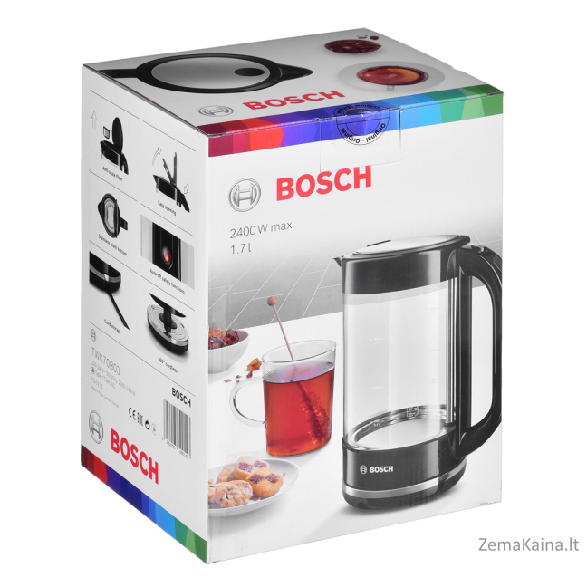 Bosch TWK70B03 elektrinis virdulys 1,7 L 2400 W Juoda, Permatomas 4