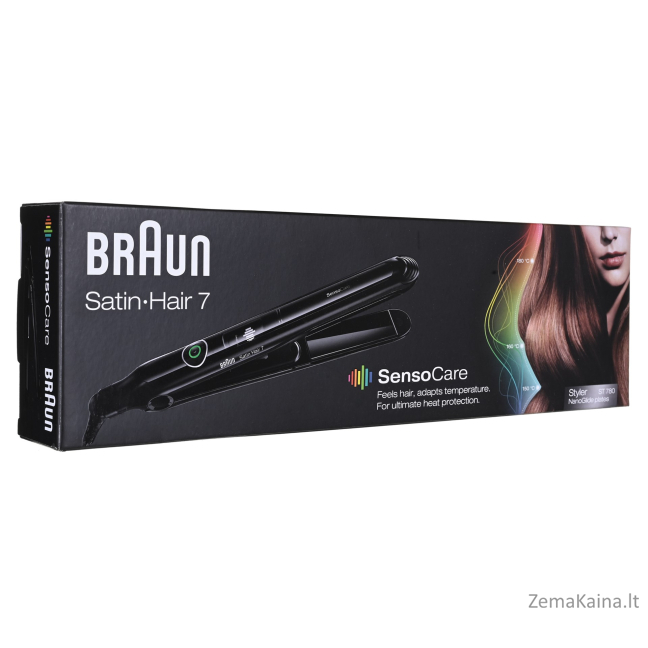 Braun Satin Hair 7 SensoCare ST780 Tiesinimo žnyplės Šiltas Juoda 2 m 1