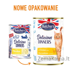 BUTCHER'S Delicious Dinners Vištienos gabalėliai drebučiuose - drėgnas kačių maistas - 400g