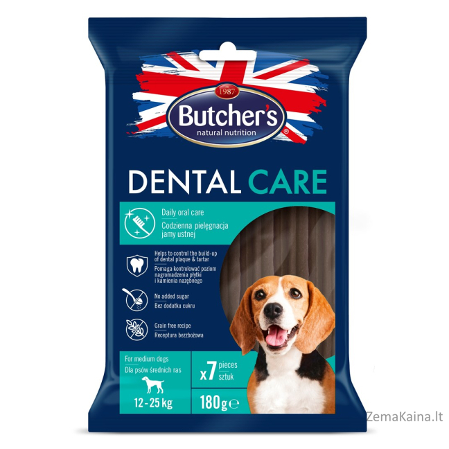 Butcher's Dental Care - dantų užkandis vidutinio dydžio šunims - 180g