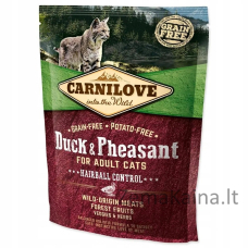 CARNILOVE Katėms Plaukų Kamuolių Kontrolė Antiena ir Fazanas - sausas kačių maistas - 400 g