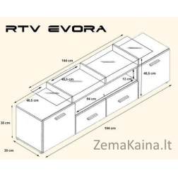 Cama EVORA SL/SZ TV stovas / baldas garso ir vaizdo aparatūrai 2 stalčiai
