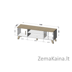 Cama RTV LOTTA 160 2D2K TV stovas / baldas garso ir vaizdo aparatūrai 2 spintos