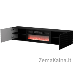 Cama RTV spintelė LARA 183x35x37 juoda matinė + juodas židinys