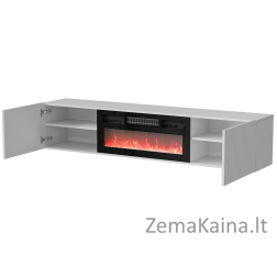 Cama RTV spintelė ROTA 183x35x37 balta matinė + juodas židinys