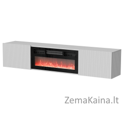 Cama RTV spintelė ROTA 183x35x37 balta matinė + juodas židinys