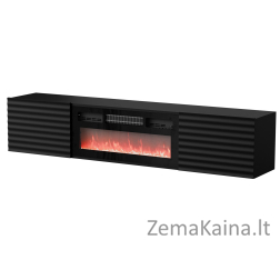 Cama RTV spintelė TULA 183x35x37 juoda matinė + juodas židinys