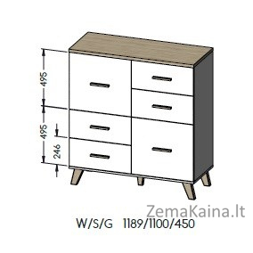 Cama Komoda LOTTA 110 2D4S komoda / indauja svetainei 2 durys 5