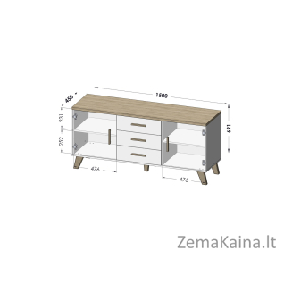 Cama LOTTA K150 2D3D komoda / indauja svetainei 2 durys