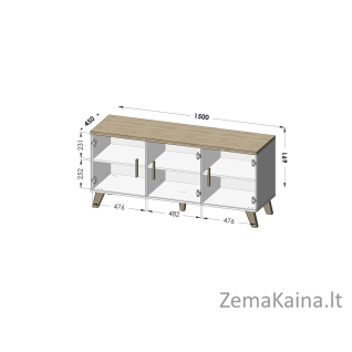 Cama LOTTA KOM150 3D komoda / indauja svetainei 3 durys