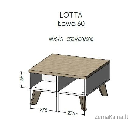 Cama LOTTA LAW 60 WOT+B kavos staliukas, staliukas prie lovos, kitas mažas staliukas Kvadratinė 4 kojos 1
