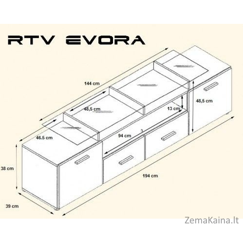 Cama EVORA WE/SZ TV stovas / baldas garso ir vaizdo aparatūrai 2 stalčiai 1