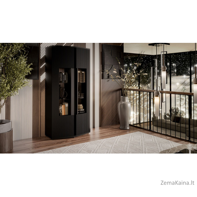 Cama 2D vitrina MICHELLE 86x35-47xH180 juoda/vikingo ąžuolas 2