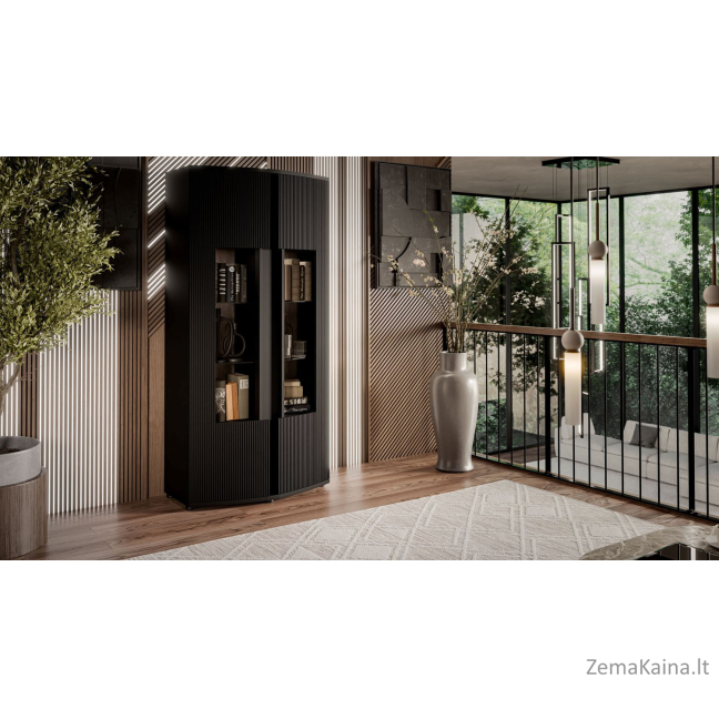 Cama 2D vitrina MICHELLE 86x35-47xH180 juoda/vikingo ąžuolas 3