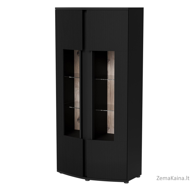 Cama 2D vitrina MICHELLE 86x35-47xH180 juoda/vikingo ąžuolas