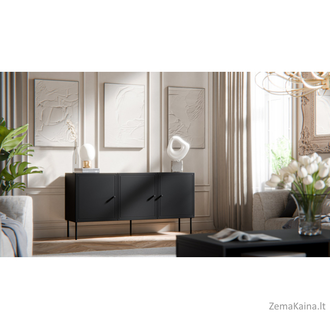 Cama 3D komoda PALAZZO BIS 151x40x75 matinės juodos spalvos 2