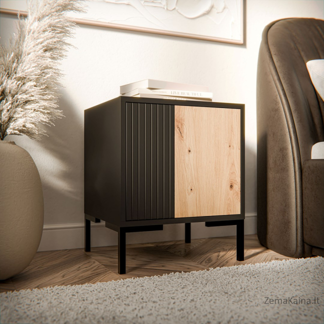 Cama Bedside table 2pc MERCI 44x40x52.5 black/oak artisan 2