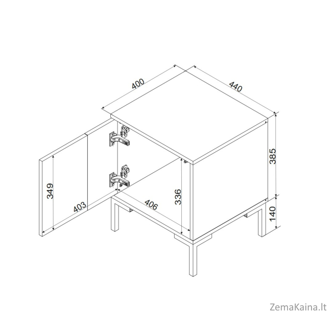 Cama Bedside table 2pc MERCI 44x40x52.5 black/oak artisan 3