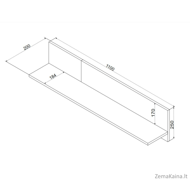 Cama MERCI shelf 110x20x25 black/oak artisan 2