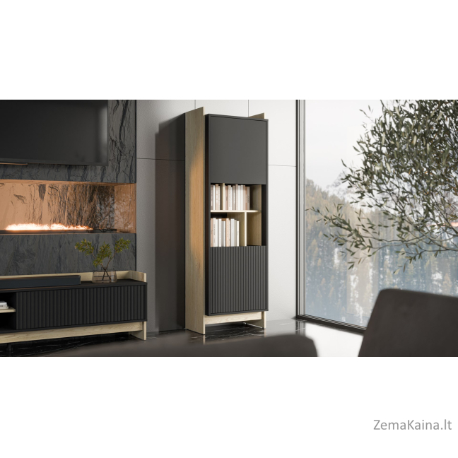 Cama PORTO 59x38x180 vitrina ąžuolas/juoda 2