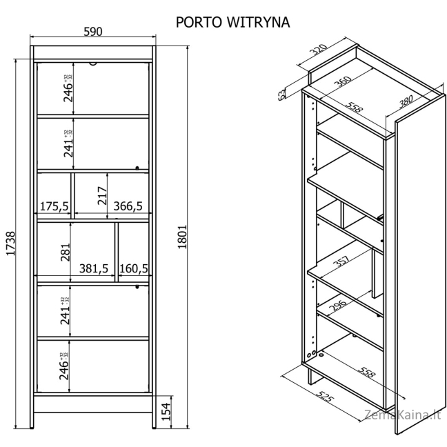 Cama PORTO 59x38x180 vitrina ąžuolas/juoda 3