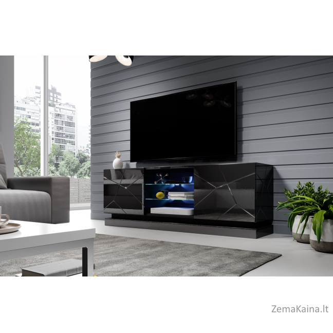 Cama QIU 160 CZARNY TV stovas / baldas garso ir vaizdo aparatūrai 4 spintos 4