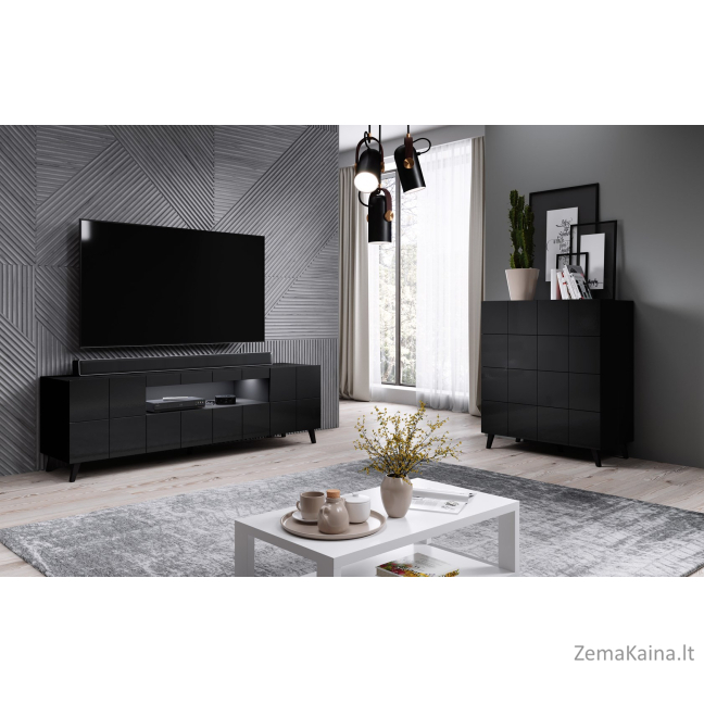 Cama REJA RTV CZ TV stovas / baldas garso ir vaizdo aparatūrai 2 stalčiai 2 spintos 9