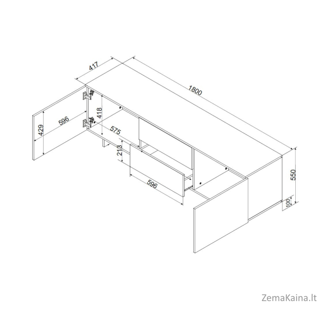 Cama RTV 2D2S ALMA spintelė 180x41,5xH55 kašmyras 3