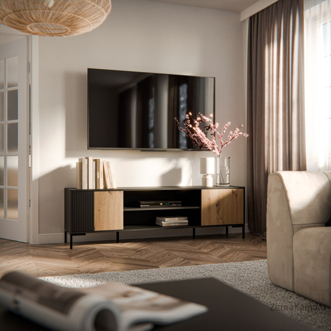 Cama RTV cabinet MERCI RTV cabinet 180 x 40 x 53.5 cm black/oak artisan 2