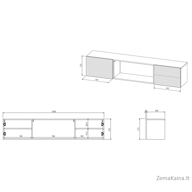 Cama RTV spintelė TULA 183x35x37 balta matinė + juodas židinys 3