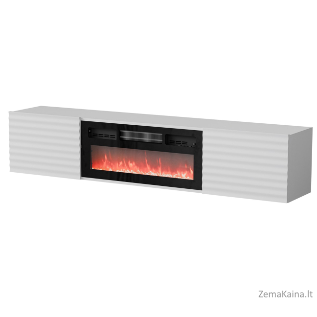 Cama RTV spintelė TULA 183x35x37 balta matinė + juodas židinys