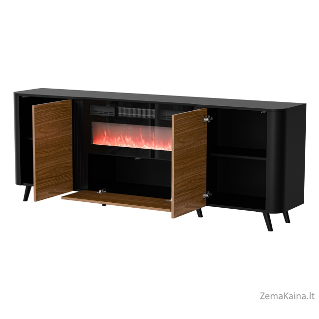 Cama Volare chest of drawers 200 x 39 x 75 cm black/walnut + fireplace 1