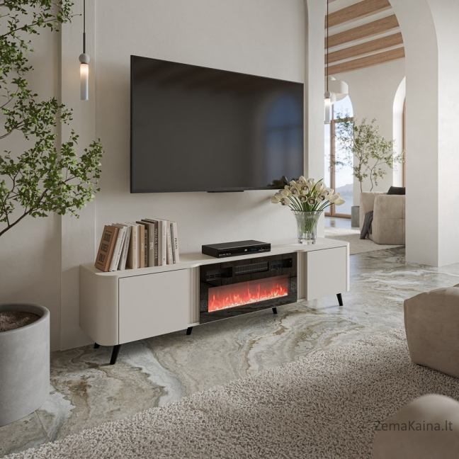 Cama Volare RTV cabinet 200 x 39 x 49 cm cashmere + fireplace 2