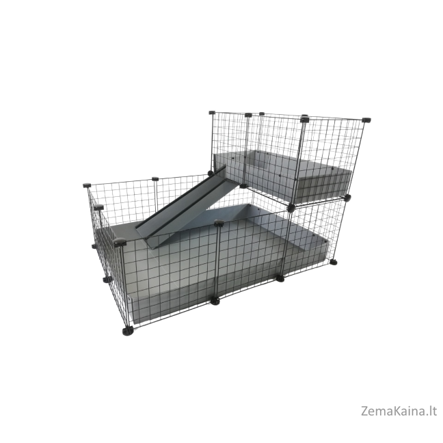 C&C Klatka moduł piętro 3x2+Loft2x1+Rampa srebrna